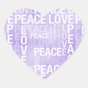Purple White Peace Love              Heart Sticker