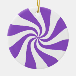Purple & White Peppermint Candy Christmas Ornament