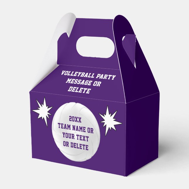 Purple, White Personalised, Volleyball Favour Boxe Favour Box (Front Side)