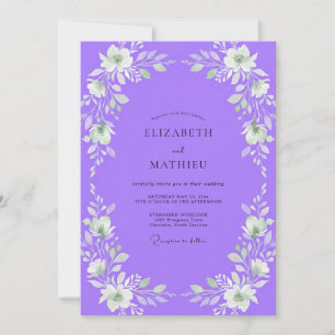 Purple White Petal Wedding Invitation