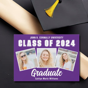 Purple White Photo Collage Class of 2025 Graduate Announcement