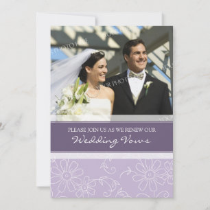 Purple White Photo Wedding Vow Renewal Invitations