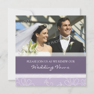 Purple White Photo Wedding Vow Renewal Invitations