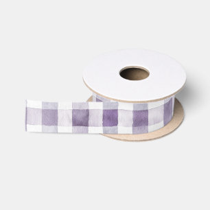 Purple White Plaid Stripes Birthday Satin Ribbon