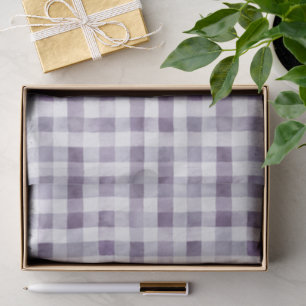 Purple White Plaid Stripes Birthday Tissue Paper
