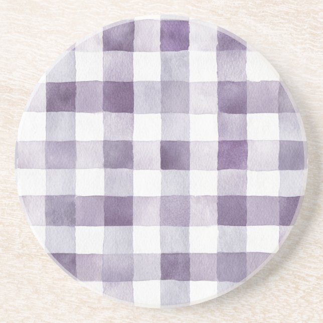 Purple White Plaid Stripes Coaster (Front)