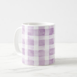 Purple White Plaid Stripes Coffee Mug