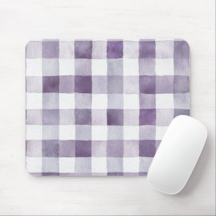 Purple White Plaid Stripes Mouse Mat