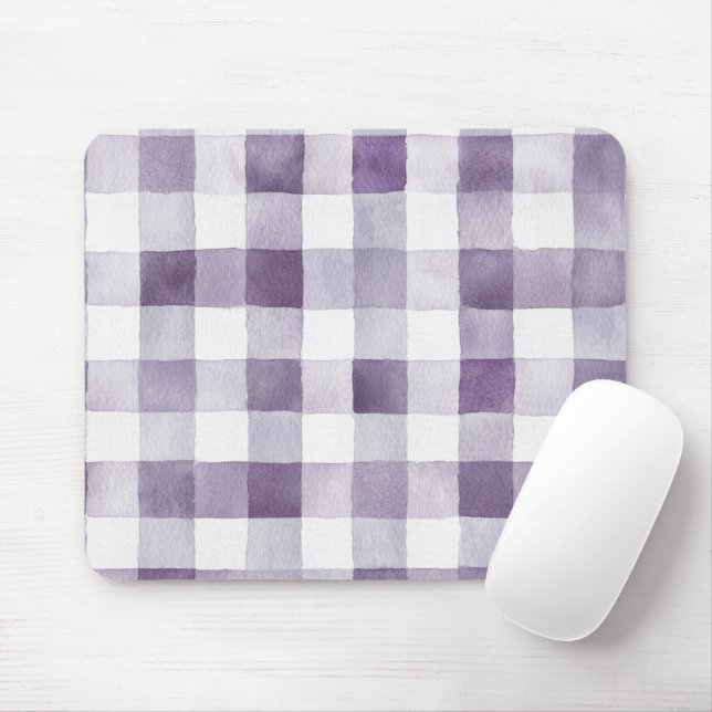 Purple White Plaid Stripes Mouse Mat (With Mouse)