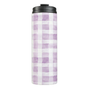 Purple White Plaid Stripes Thermal Tumbler
