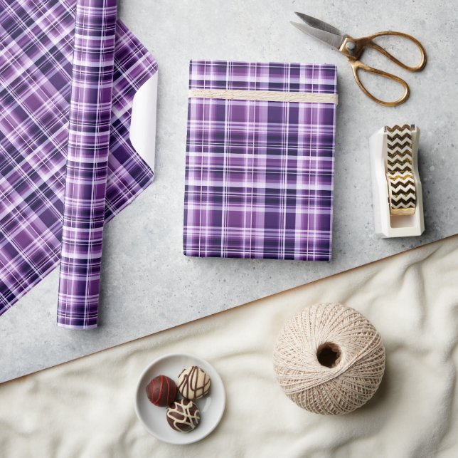 Purple & White Plaid Wrapping Paper (Crafts)