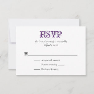 Purple White Plain Simple Wedding RSVP Cards