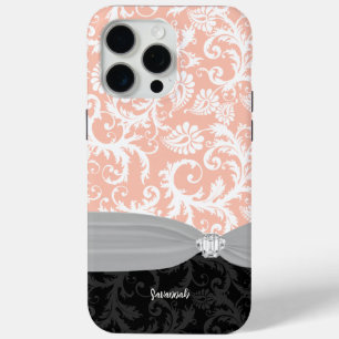 Purple White Plus Any Colour Damask Printed Crysta iPhone 15 Pro Max Case