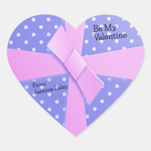 Purple & White Polka Dot Heart Sticker