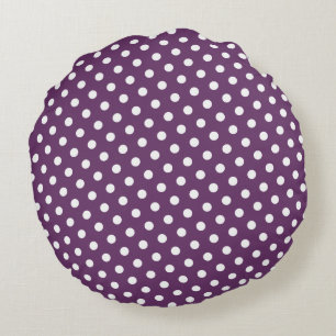 Purple & White Polka Dot Round Pillows
