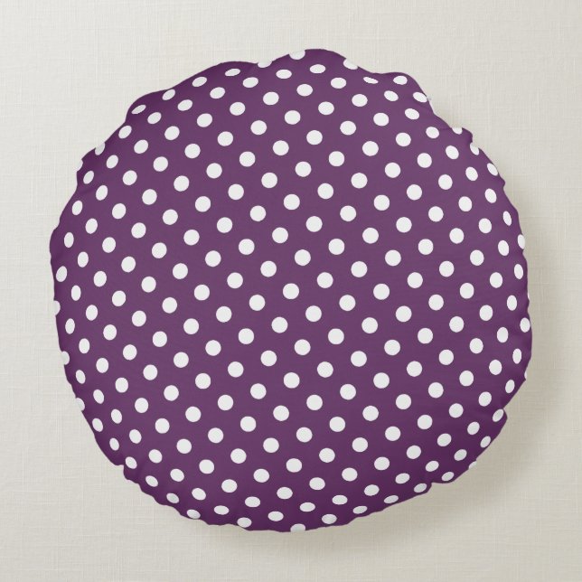 Purple & White Polka Dot Round Pillows (Back)