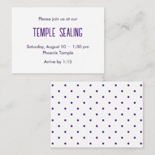 Purple & White Polka Dot Temple Sealing Invitation