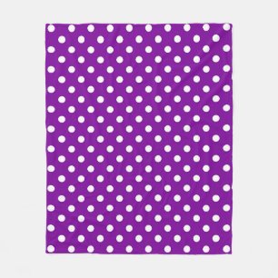 Purple White Polka Dots Design Fleece Blanket