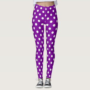 Purple White Polka Dots Design Leggings