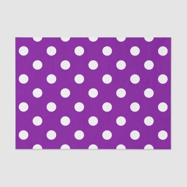 Purple White Polka Dots Design Tissue Paper (Front)