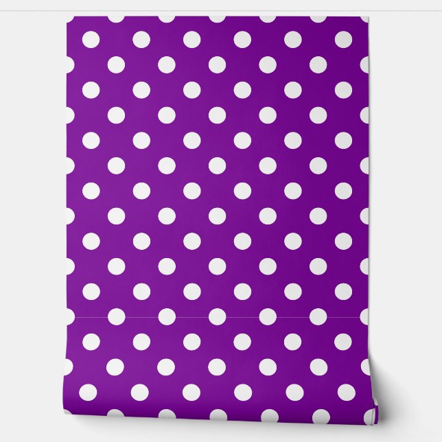 Purple White Polka Dots Pattern Wall Decor (Unrolling)