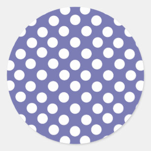 purple white polka dots periwinkle classic round sticker