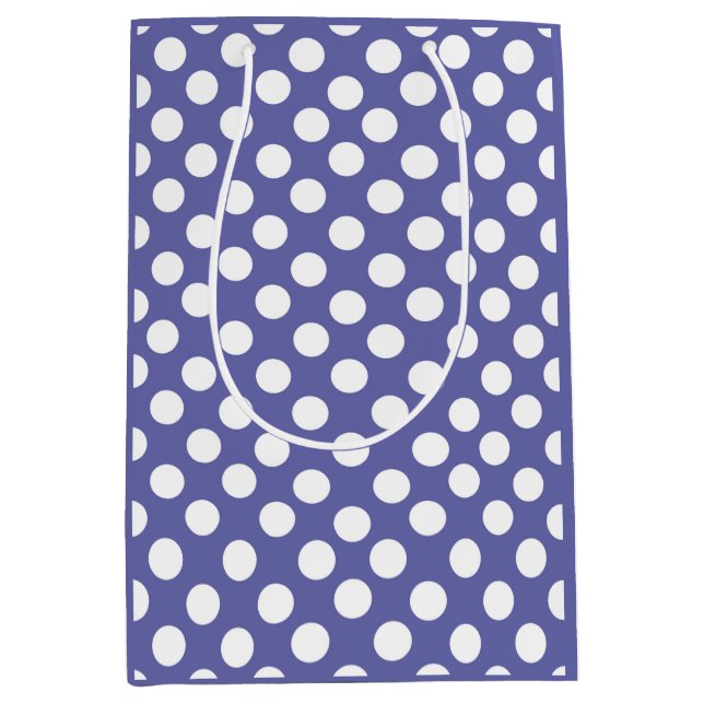 purple white polka dots periwinkle medium gift bag (Front)