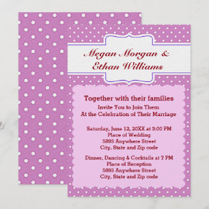 Purple & White Polka Dots Wedding Invitation