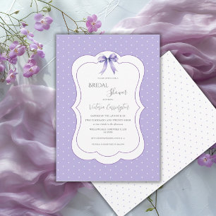 Purple White Polkadots Elegant Bridal Shower Invitation