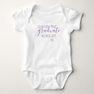 Purple & White Preemie NICU Graduation Baby Bodysuit