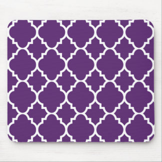 Purple White Quatrefoil Moroccan Pattern Mouse Mat