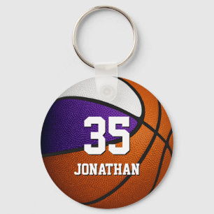 purple white realistic basketball boys girls key ring