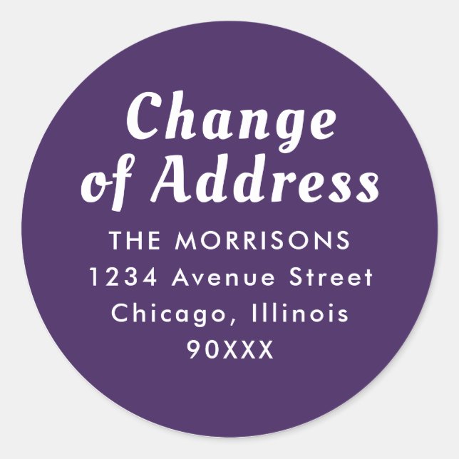 purple white ring change of address sticker (Front)