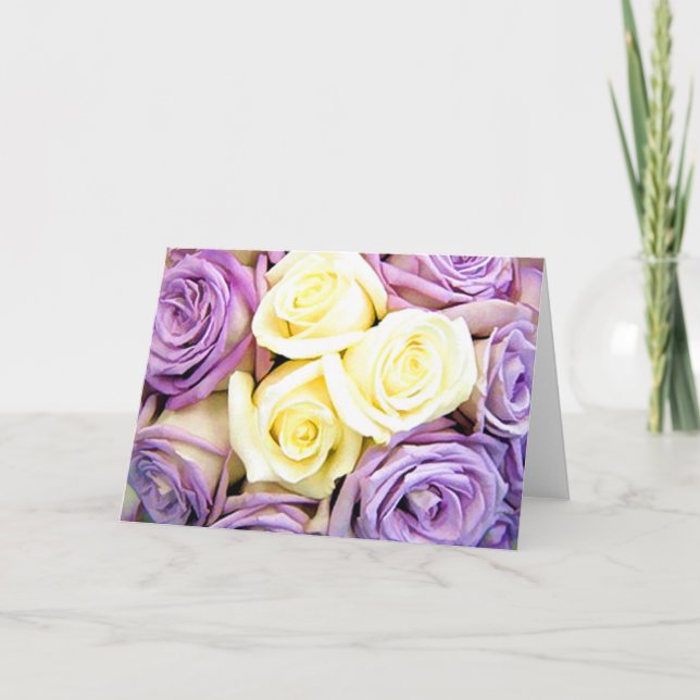Purple & White Rose Note Cards (Front)