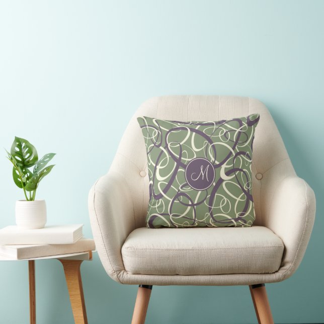 purple white sage loopy geometric pattern cushion (Chair)