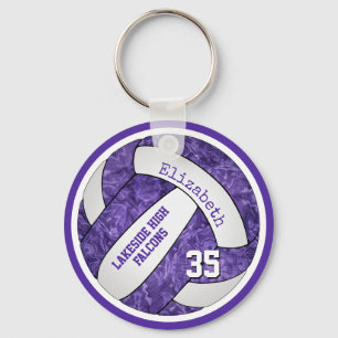 purple white school team colours girls volleyball key ring