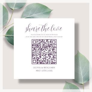 Purple   White Share The Love QR Code Enclosure Card