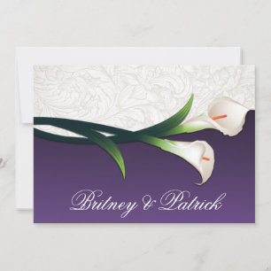 Purple White Silver Calla Lily Wedding Invitations