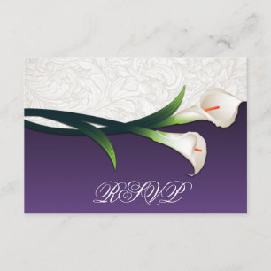 Purple, White Silver Calla Lily Wedding RSVP Cards