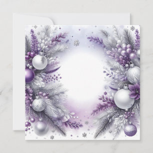 Purple, White, & Silver Christmas Ornaments  Holiday Card