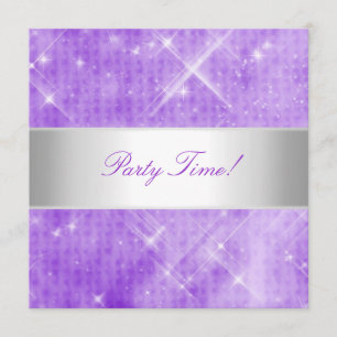 Purple White Silver Lights Party Invitation