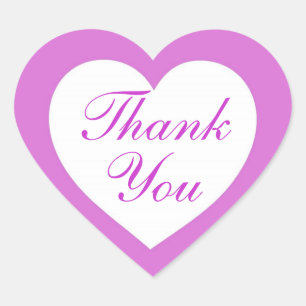 Purple white simple heart thank you stickers