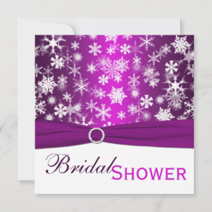 Purple White Snowflakes Bridal Shower Invitation