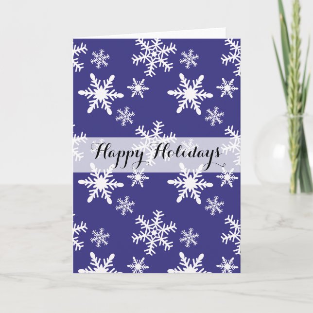 Purple White Snowflakes Christmas Holiday Card (Front)