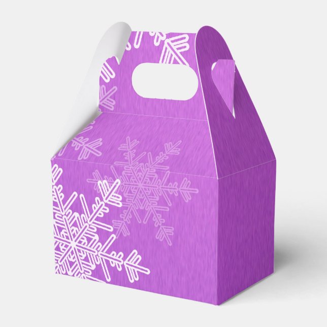 Purple White Snowflakes Minimalist Christmas Favour Box (Front Side)