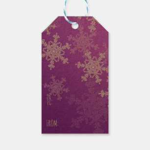 Purple White Snowflakes Minimalist Christmas Gift Tags