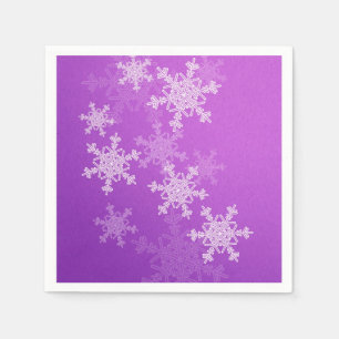 Purple White Snowflakes Minimalist Christmas Napkin