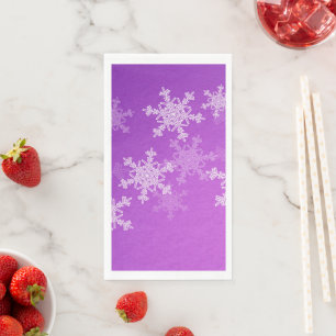 Purple White Snowflakes Minimalist Christmas Napkin
