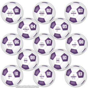 purple white soccer team colours 13 players
