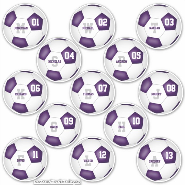 purple white soccer team colours 13 players (Front)